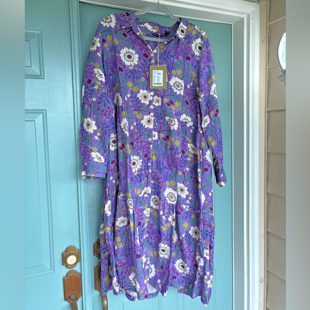 NWT Gudrun Sjoden Purple Linen Midi Dress size S